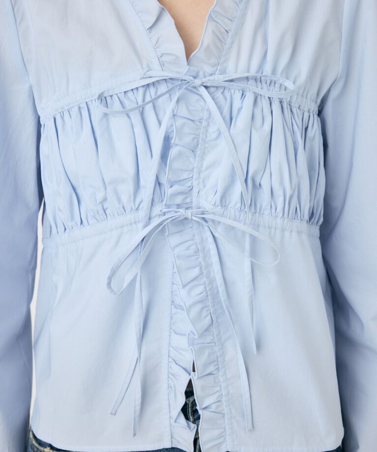 MOUSSY「FRONT RIBBON GATHER ブラウス」|シャツ・ブラウス|