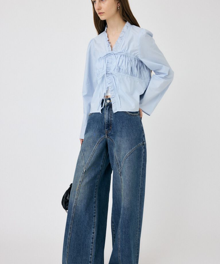MOUSSY「FRONT RIBBON GATHER ブラウス」|シャツ・ブラウス|