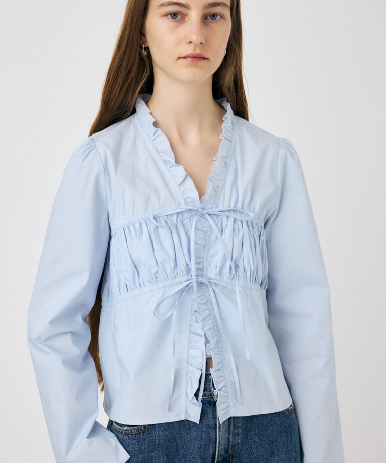 MOUSSY「FRONT RIBBON GATHER ブラウス」|シャツ・ブラウス|