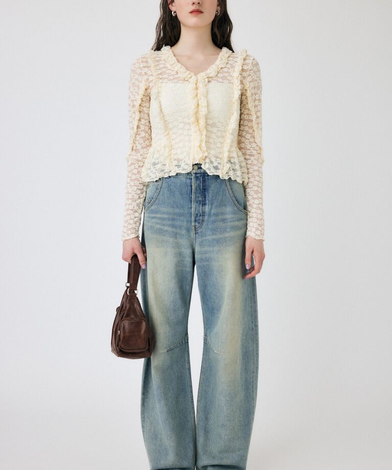 MOUSSY「RUFFLE DETAIL LACE トップス」|Tシャツ・カットソー|