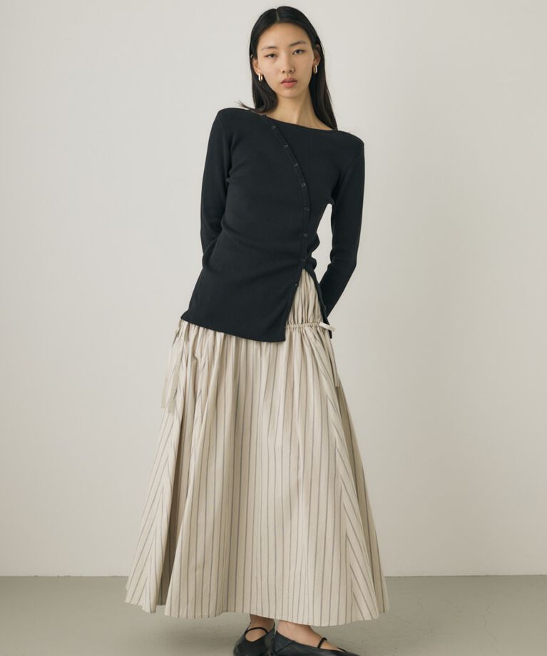 MOUSSY「斜めボタンニットトップス　」|ニット・セーター|BLK