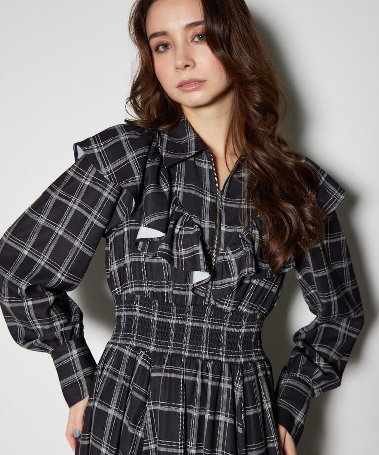 rienda「フロントZIPシャツ ワンピース」|ワンピース|
