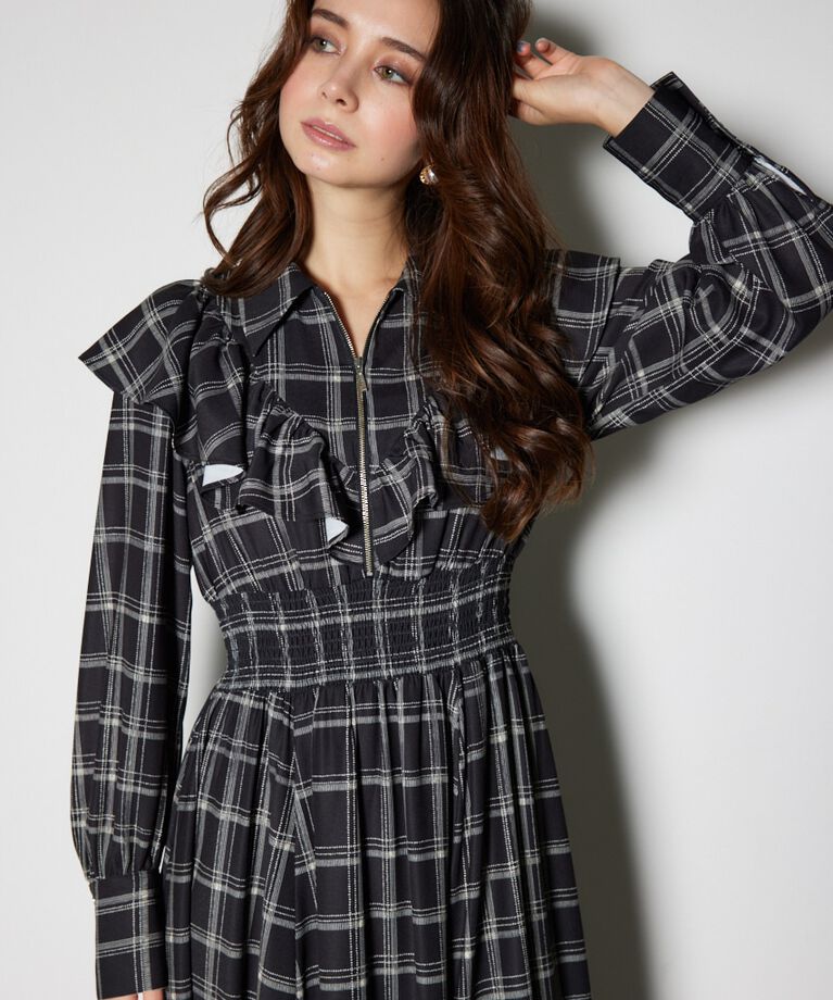 rienda「フロントZIPシャツ ワンピース」|ワンピース|