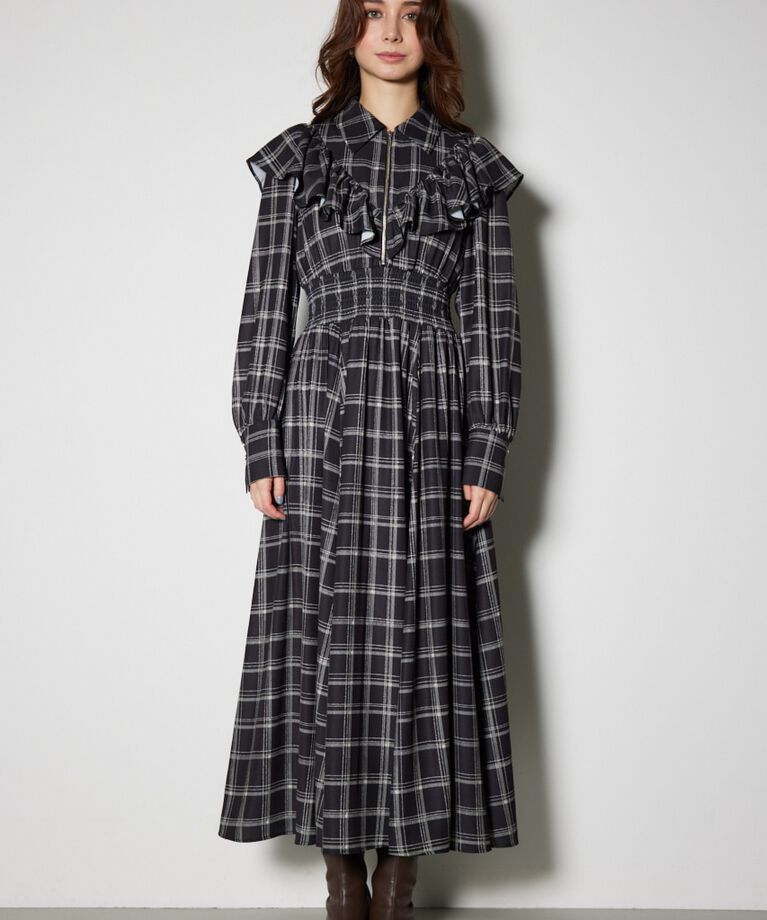 rienda「フロントZIPシャツ ワンピース」|ワンピース|