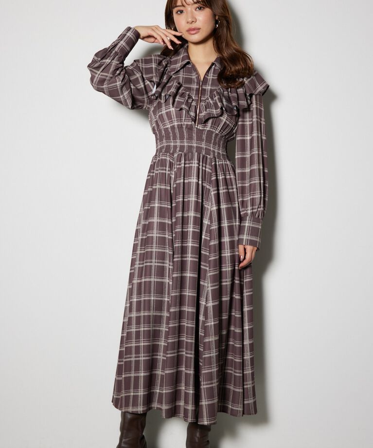 rienda「フロントZIPシャツ ワンピース」|ワンピース|