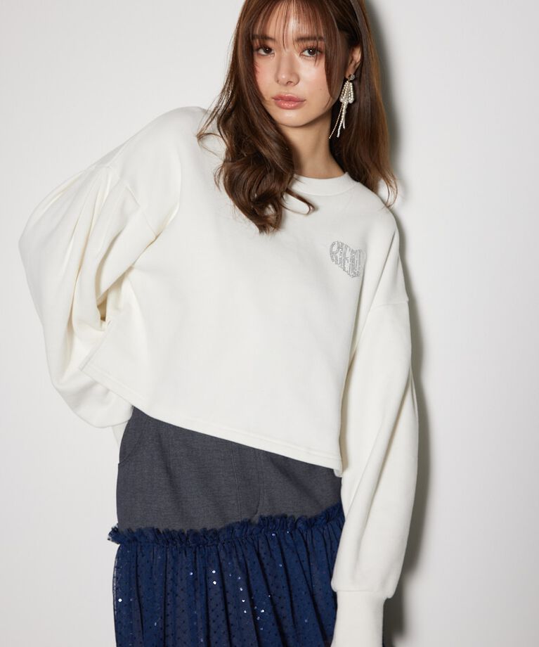 rienda「ラインストーンロゴスウェットトップス」|Tシャツ・カットソー|
