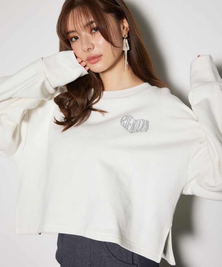 rienda「ラインストーンロゴスウェットトップス」|Tシャツ・カットソー|