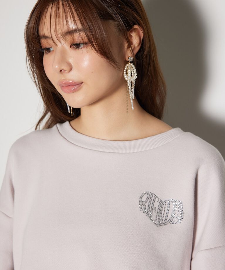 rienda「ラインストーンロゴスウェットトップス」|Tシャツ・カットソー|