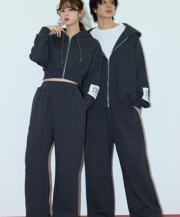 rienda「Rパッチ付きユニセックススウェットパンツ」|その他|L/BLK1