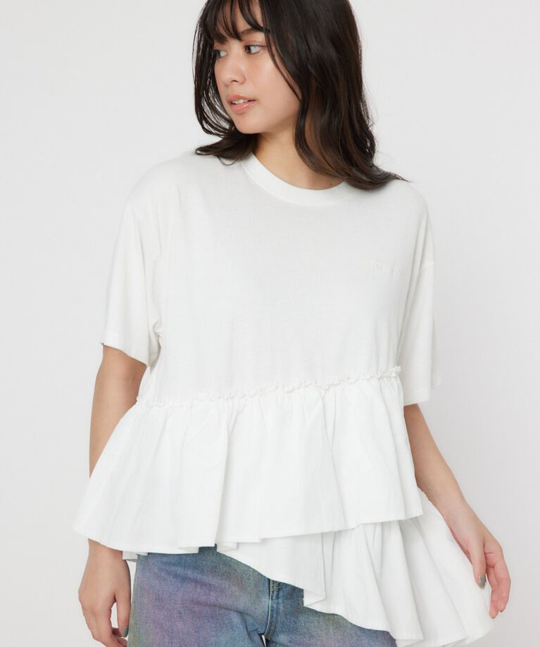 RODEO CROWNS「ピグメントフリルドッキングトップス」|Tシャツ・カットソー|O/WHT1