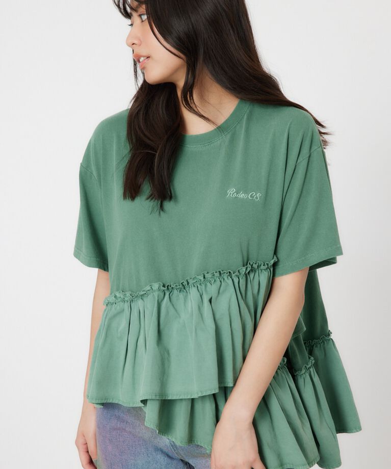 RODEO CROWNS「ピグメントフリルドッキングトップス」|Tシャツ・カットソー|GRN