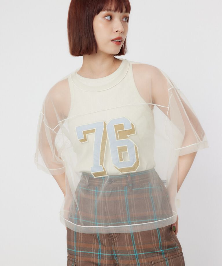 RODEO CROWNS「ミリタリーナンバリングシアートップス」|シャツ・ブラウス|O/WHT1