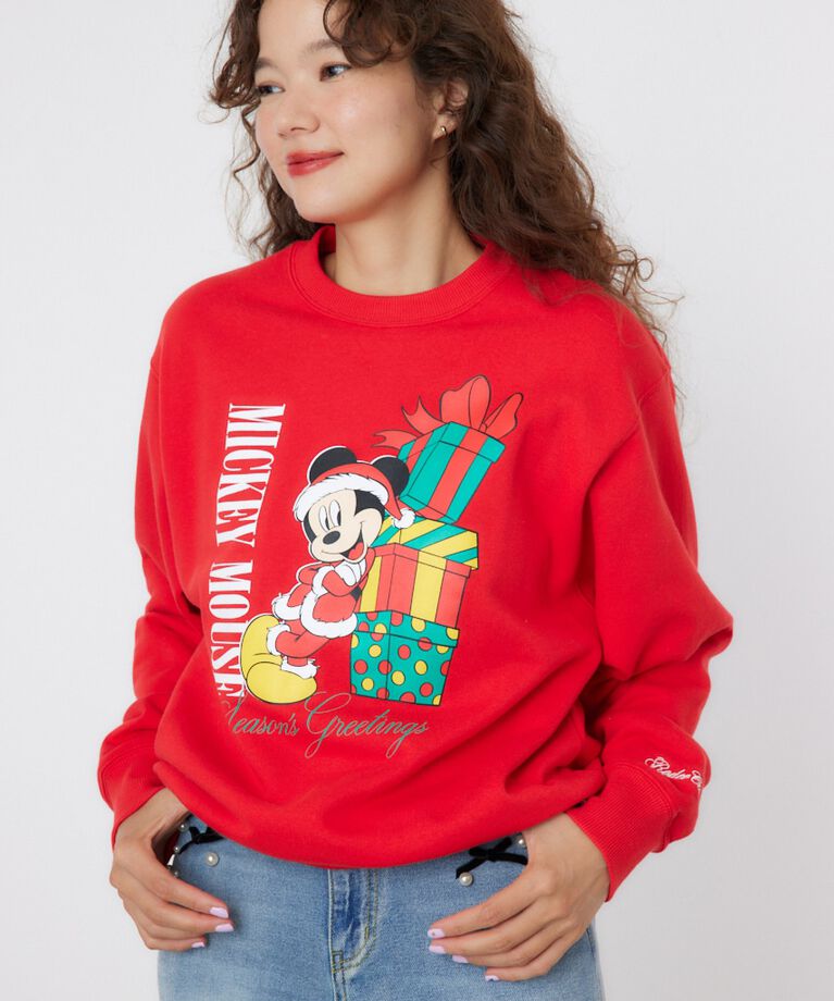 RODEO CROWNS「(MICKEY)Xmasスウェットトップス」|パーカー|RED