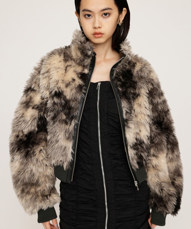 SLY「CURLY BOA CROP ブルゾン」|ブルゾン・スタジャン|M/BLK7