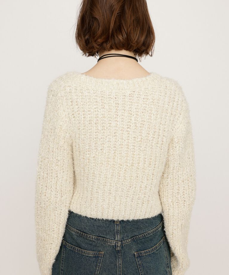 SLY「TAPE YARN SLANT NECK カーディガン」|ニット・セーター|
