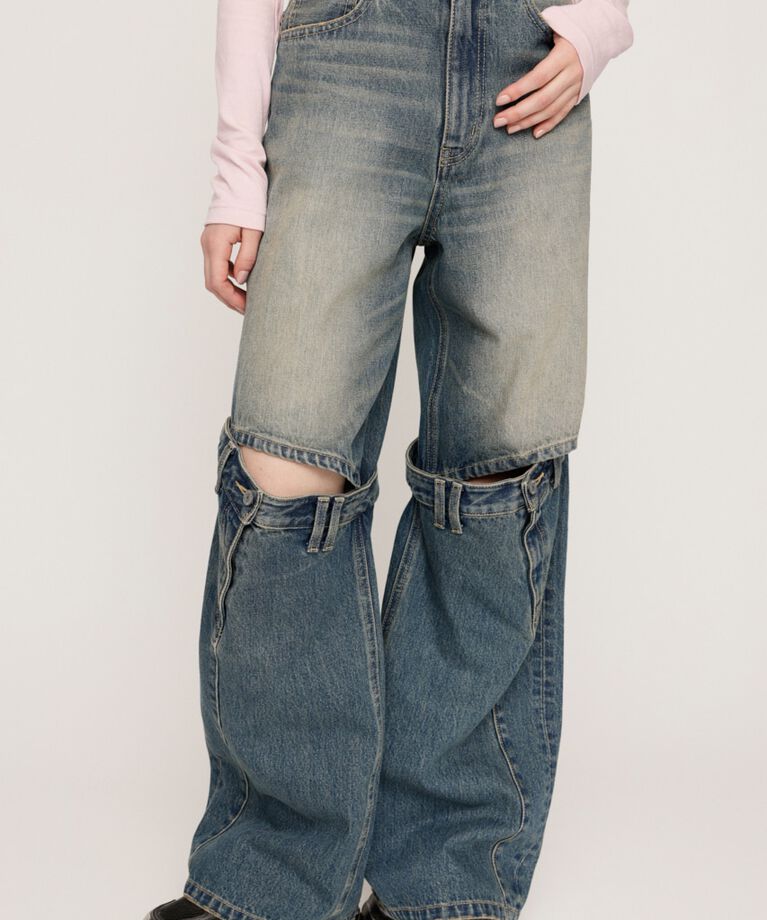 SLY「J／W KNEE DENIM パンツ」|デニム|L/BLU1