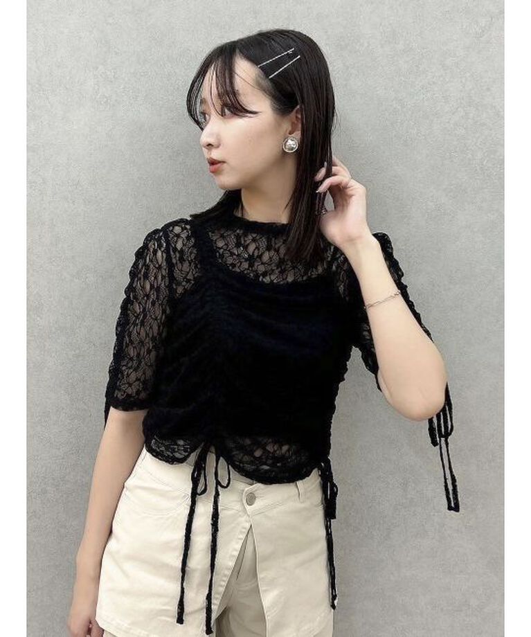 dazzlin「ギャザーリボンレーストップス」|Tシャツ・カットソー|