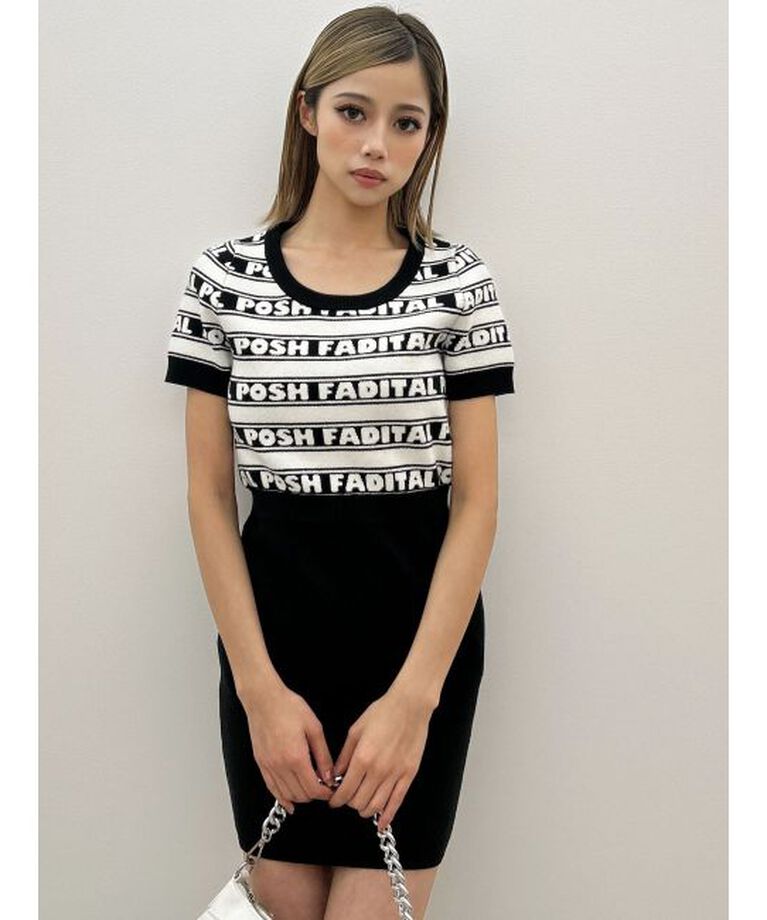 GYDA「POSH FADITAL borderニットワンピース」|ワンピース|