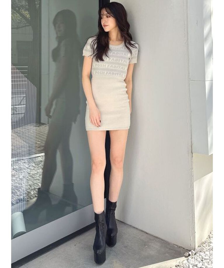 GYDA「POSH FADITAL borderニットワンピース」|ワンピース|