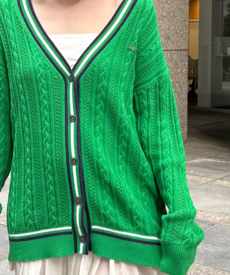 SNIDEL「LACOSTE/ニットカーディガン」|カーディガン|GRN