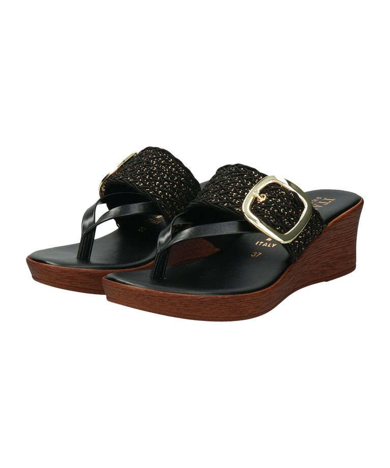 IMPORT SELECT「【ITALIAN SHOEMAKERS】ビッグバックルウェッジヒールサンダル(952339)」|サンダル|