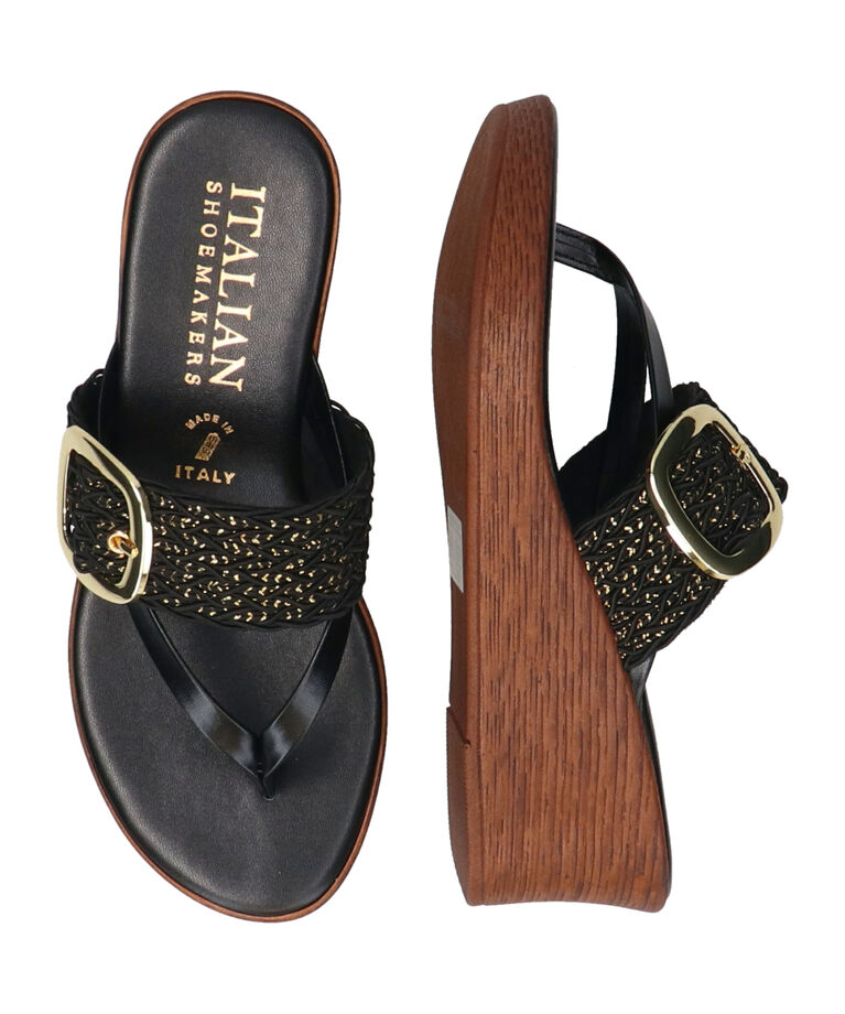 IMPORT SELECT「【ITALIAN SHOEMAKERS】ビッグバックルウェッジヒールサンダル(952339)」|サンダル|