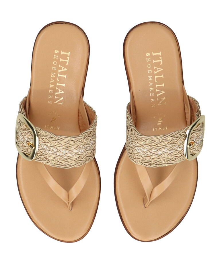 IMPORT SELECT「【ITALIAN SHOEMAKERS】ビッグバックルウェッジヒールサンダル(952339)」|サンダル|