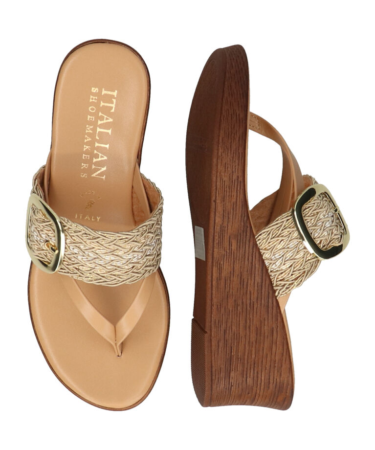 IMPORT SELECT「【ITALIAN SHOEMAKERS】ビッグバックルウェッジヒールサンダル(952339)」|サンダル|
