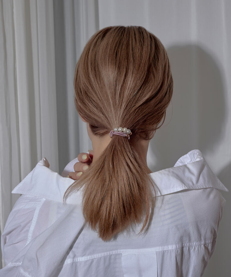 Phoebe「パールラインコンビヘアブレス ピンク」|ヘアゴム・シュシュ|