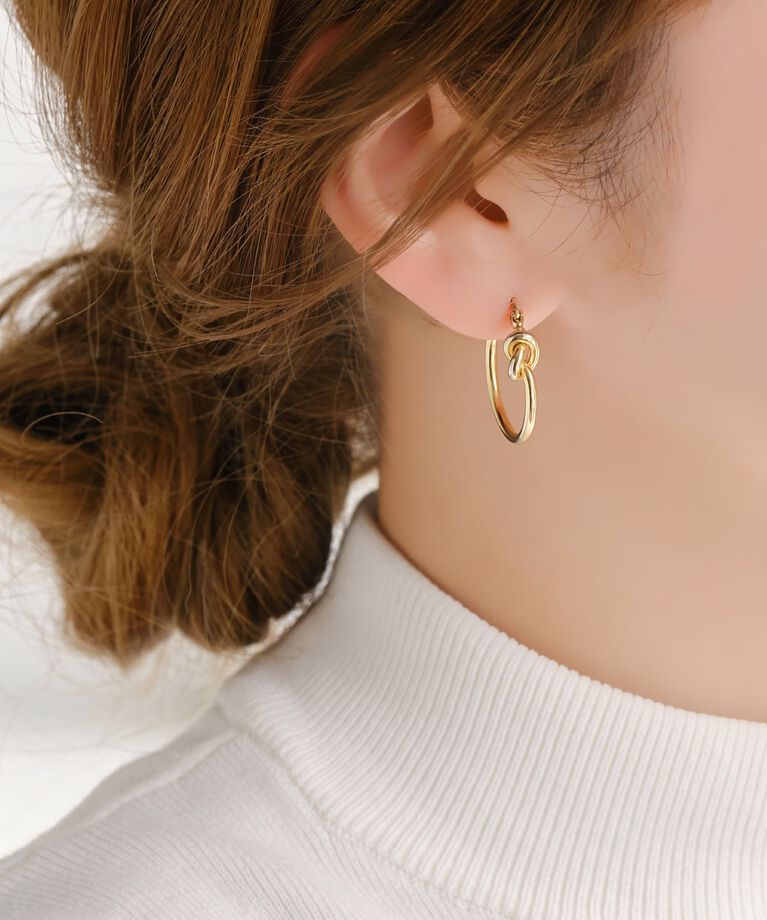 Phoebe「スタイリッシュノットフープピアス　ゴールド」|ピアス|