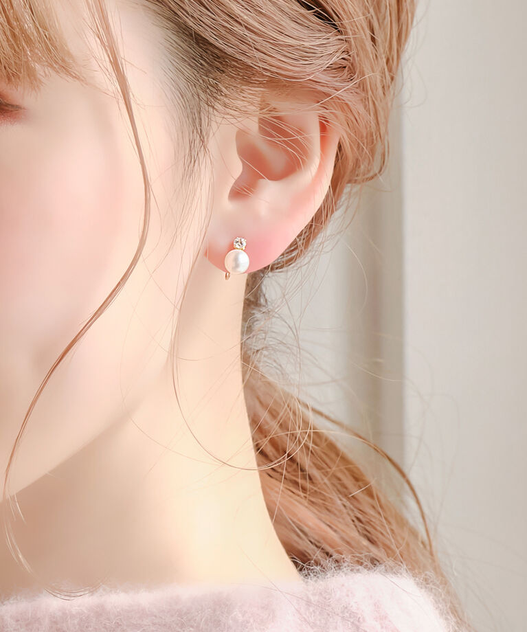 Phoebe「【K10】ジュエルパールイヤリング」|イヤリング|ゴールド