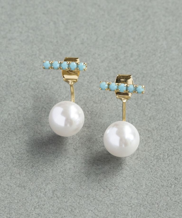 Phoebe「クラスアップバックキャッチパールピアス　ブルー」|ピアス|ブルー