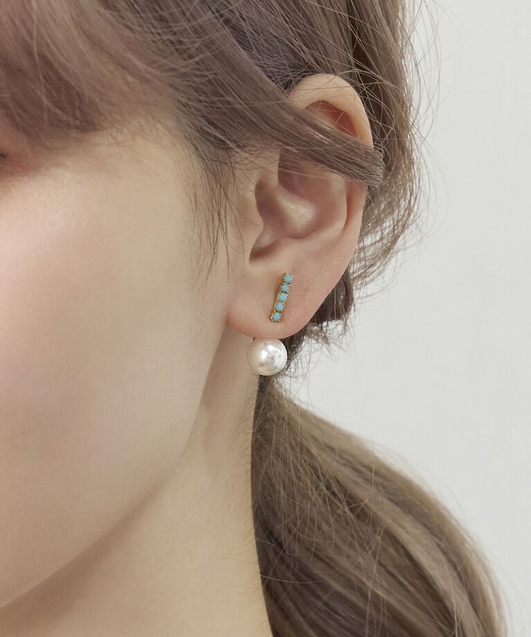 Phoebe「クラスアップバックキャッチパールピアス　ブルー」|ピアス|