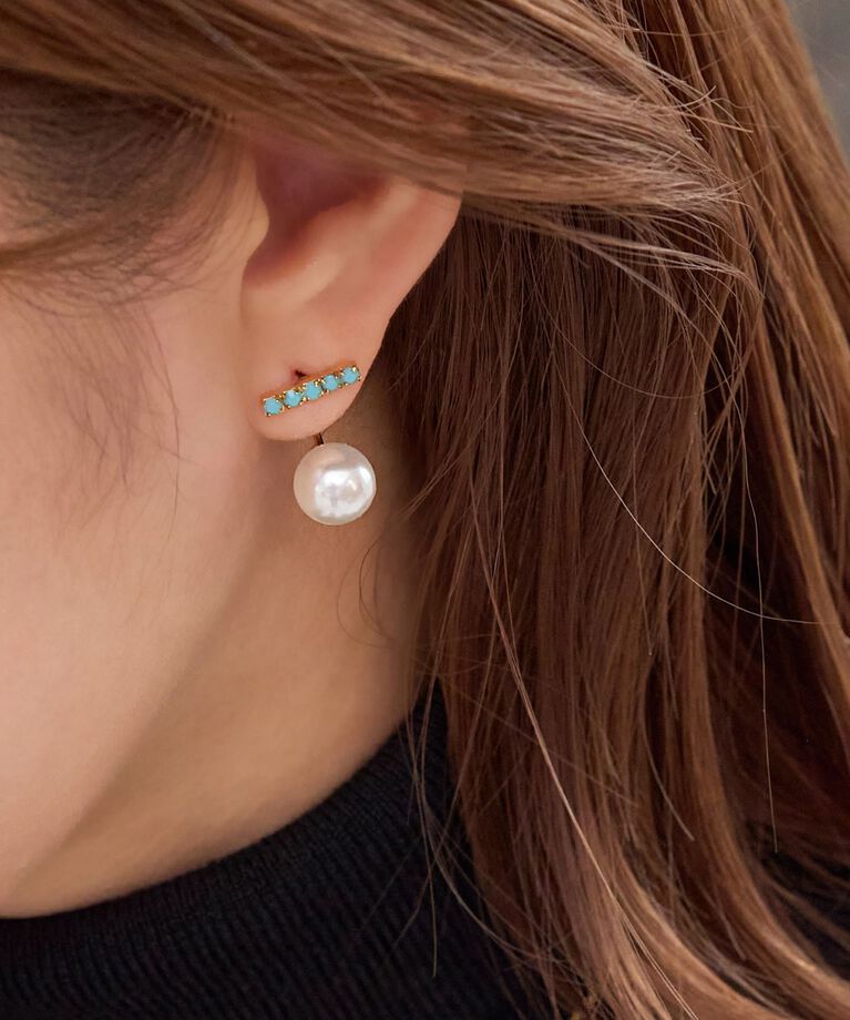 Phoebe「クラスアップバックキャッチパールピアス　ブルー」|ピアス|