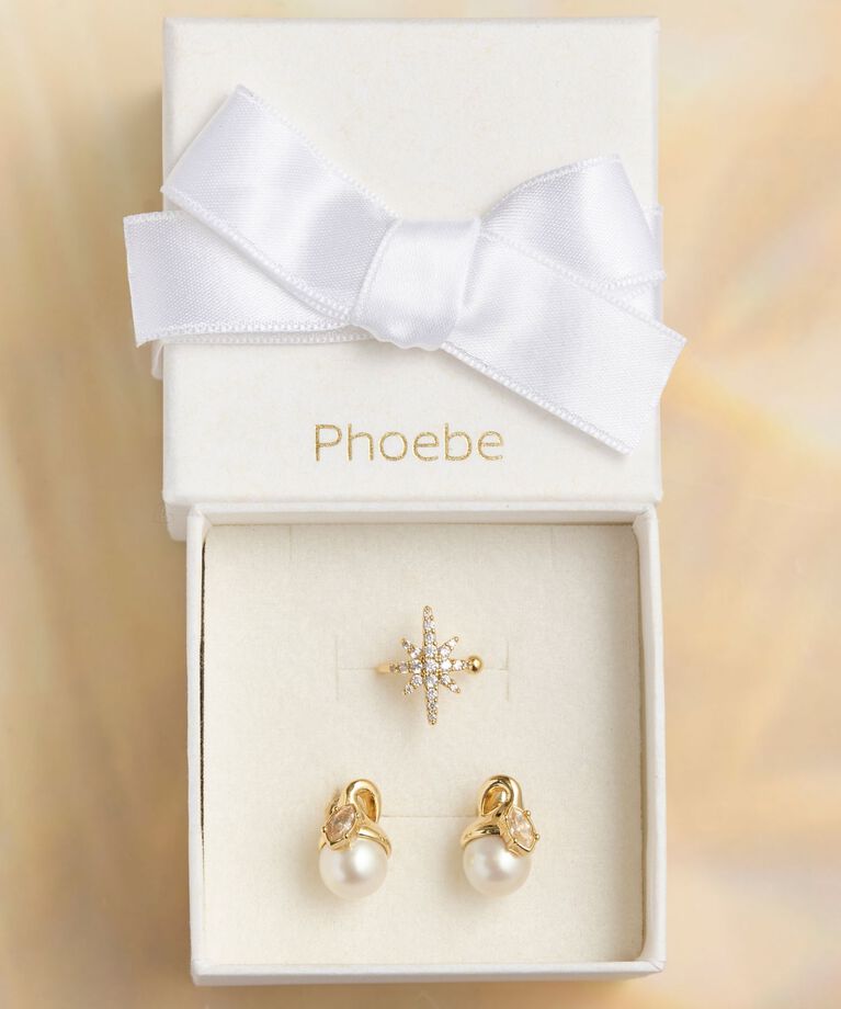 Phoebe「【金属アレルギー対応】【限定セット】ロマンティックスノーイヤリング&イヤーカフ」|イヤリング|