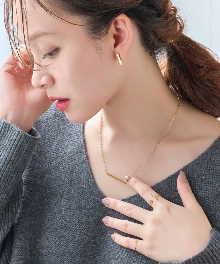 Phoebe「【金属アレルギー対応】ボール&スティックリング/サージカルステンレス」|リング|