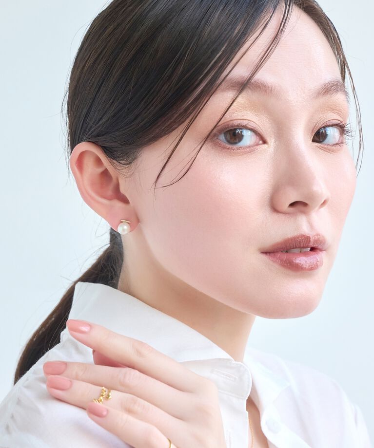 Phoebe「【金属アレルギー対応】パワーストーンバーピアス　パール」|ピアス|