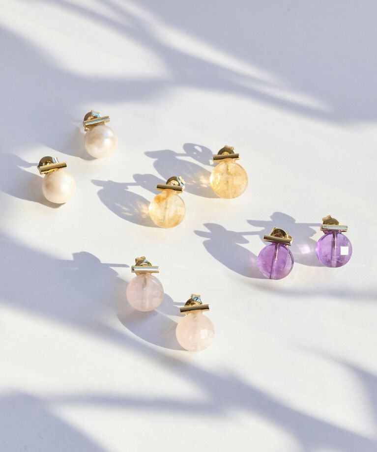 Phoebe「【金属アレルギー対応】パワーストーンバーピアス　パール」|ピアス|