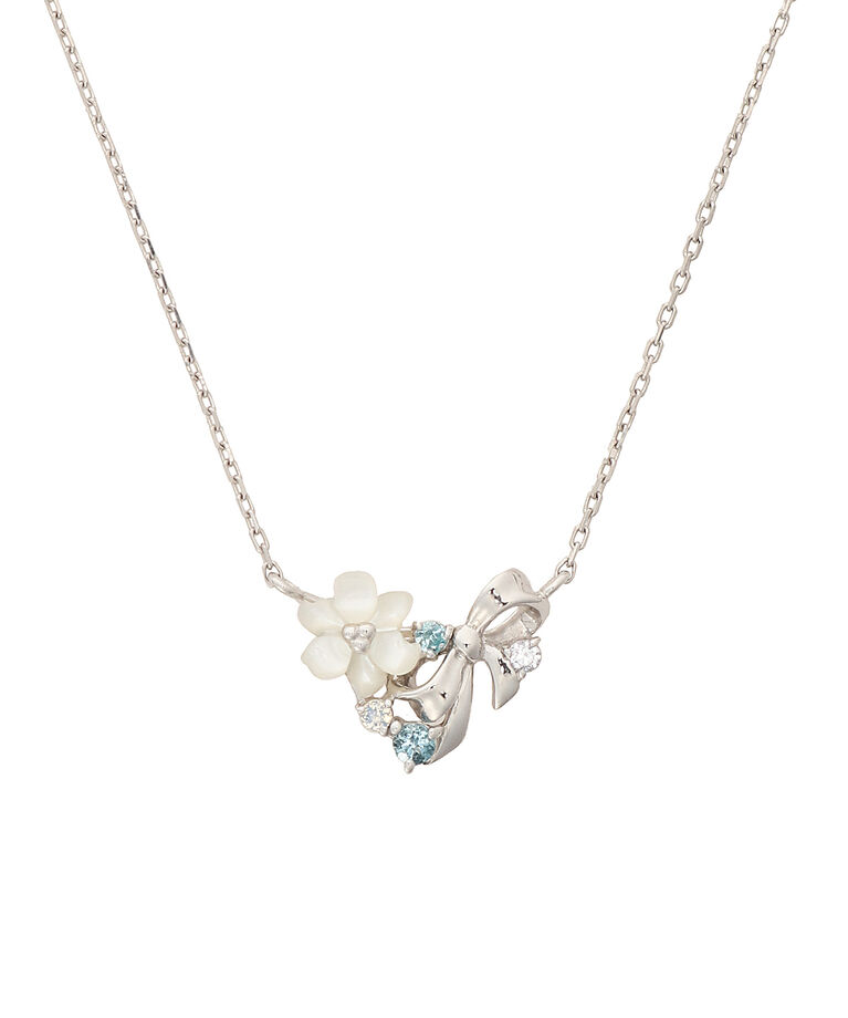 newme by Samantha Thavasa「「LimitedCollection」シェルフラワーリボンネックレス」|ネックレス|SILVER rhodiumﾒｯｷ