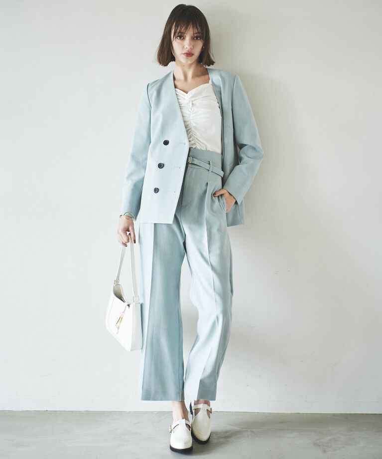 アンドクチュール「ツィルベルト付ワイドパンツ」|その他|ミント