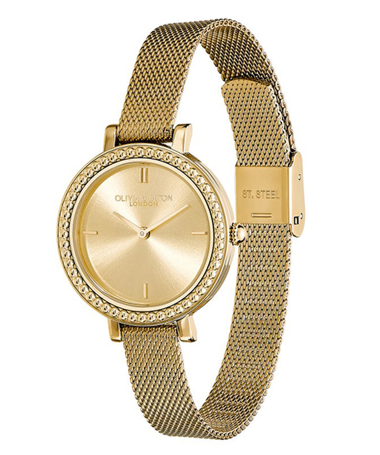 OLIVIA BURTON 「〈OLIVIA BURTON(ｵﾘﾋﾞｱﾊﾞｰﾄﾝ)〉ｸﾗｼｯｸｽ 30mm ｳﾞｨﾝﾃｰｼﾞ ﾋﾞｰｽﾞ ﾗｲﾄ ｺﾞｰﾙﾄﾞ ｻﾝﾚｲ ﾒｯｼｭ」|腕時計|
