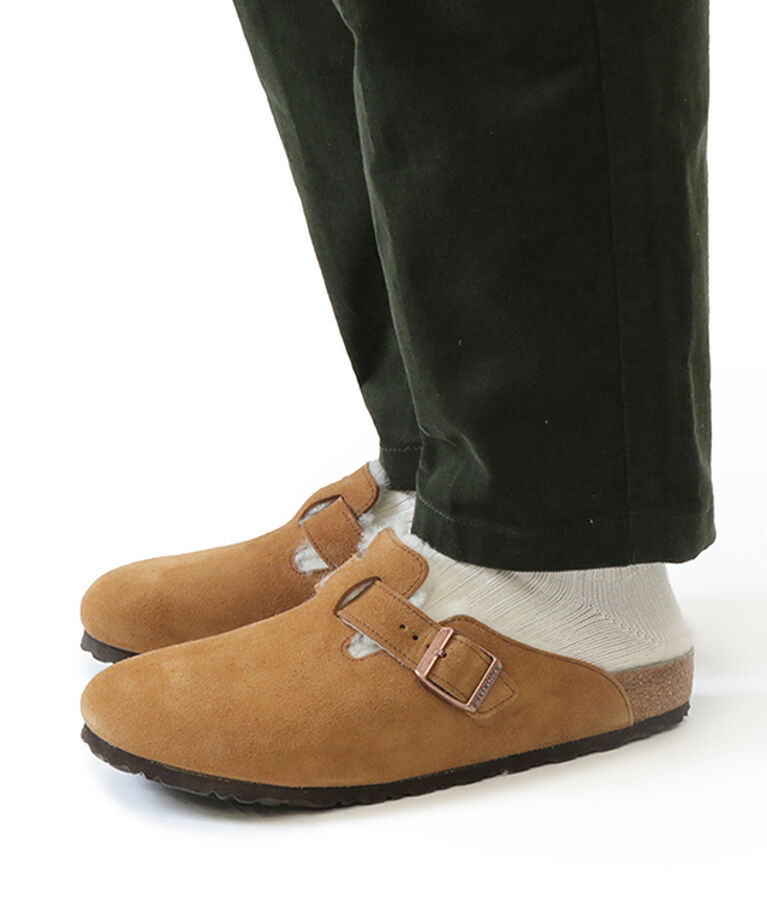 BIRKENSTOCK「【ビルケンシュトック】ボストン/ミンク スエードレザー シープスキン/クロッグ メンズ」|サンダル|ミンク