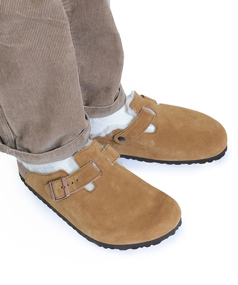 BIRKENSTOCK「【ビルケンシュトック】ボストン/ミンク スエードレザー シープスキン/クロッグ メンズ」|サンダル|