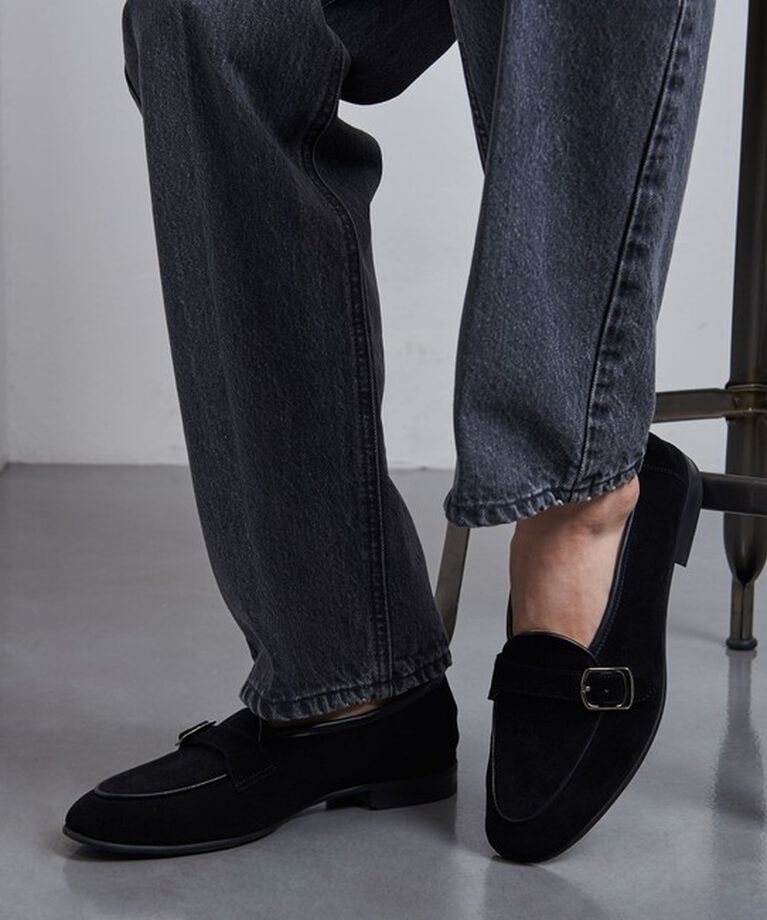 UNITED ARROWS「スエード シングル モンクストラップ スリッポン」|その他|BLACK