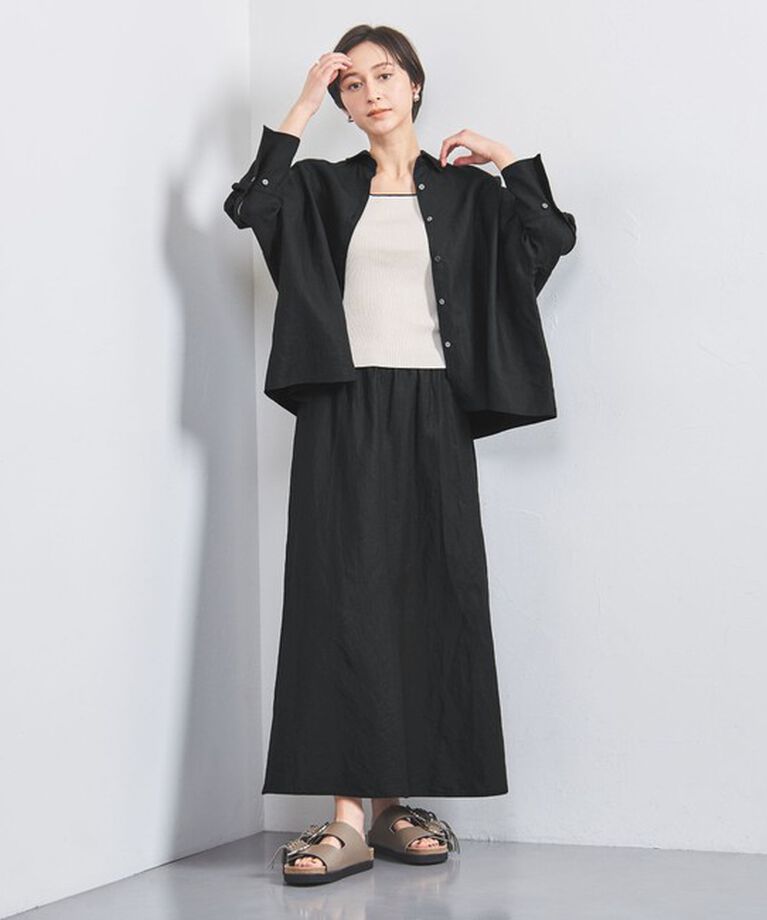 UNITED ARROWS「リネン フレア マキシスカート」|フレア|