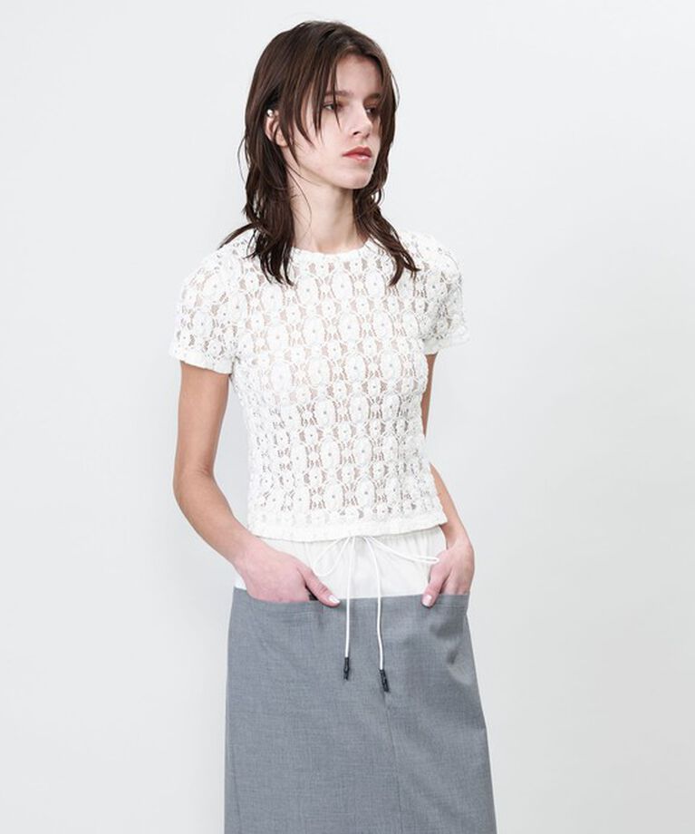 ASTRAET「＜ASTRAET＞ レース クルーネックTシャツ」|Tシャツ・カットソー|OFF WHITE