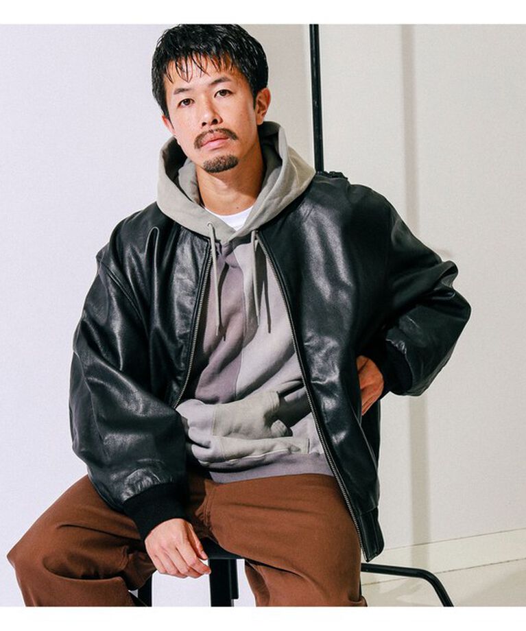 BEAMS「レザー ボマージャケット」|ブルゾン・スタジャン|