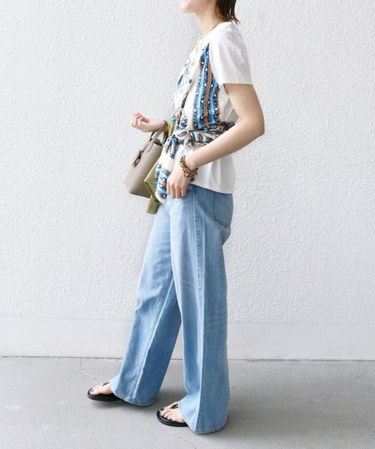 SHIPS for women「《予約》【WEB限定】〈手洗い可能〉スカーフ コンビ TEE」|Tシャツ・カットソー|