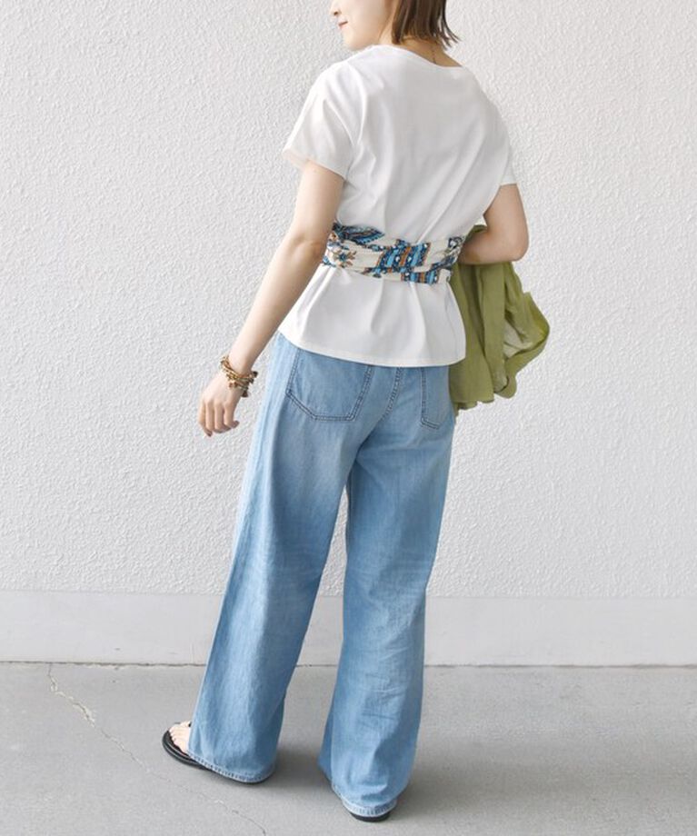 SHIPS for women「《予約》【WEB限定】〈手洗い可能〉スカーフ コンビ TEE」|Tシャツ・カットソー|