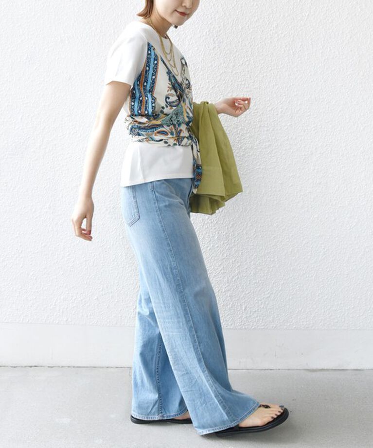 SHIPS for women「《予約》【WEB限定】〈手洗い可能〉スカーフ コンビ TEE」|Tシャツ・カットソー|